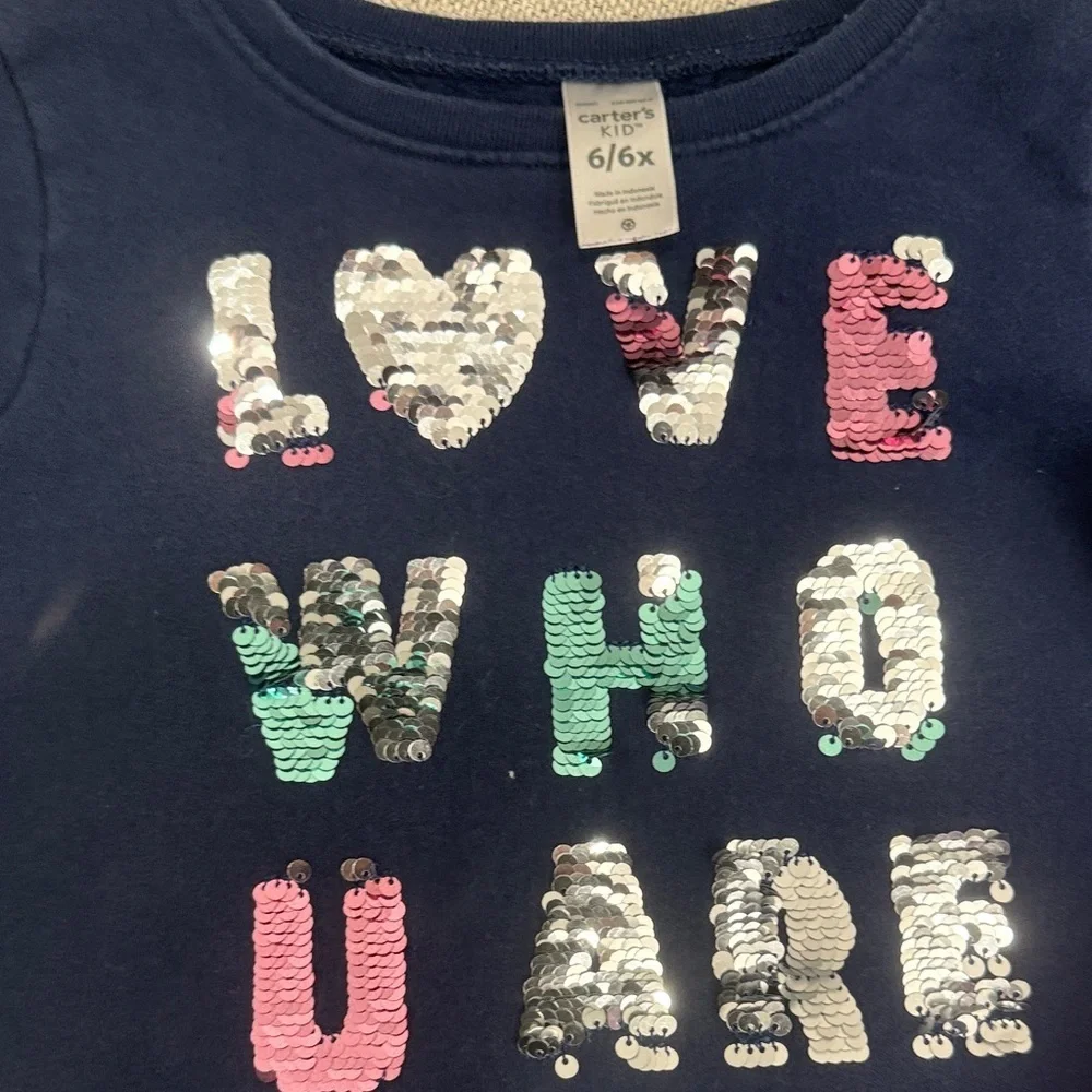 Carter’s Kids Graphic reversible sequence and glitter sweaters Navy and Purple